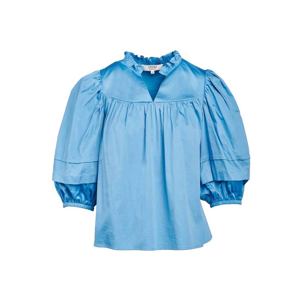 CROSBY by Mollie Burch Light Blue Puff-Sleeve Cotton Tunic - Picture 3 of 3